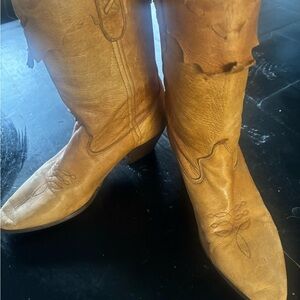 Vintage ‘80s Laredo Women’s Deer Skin Tan Cowboy Boots SZ 7.5M